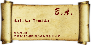 Balika Armida névjegykártya
